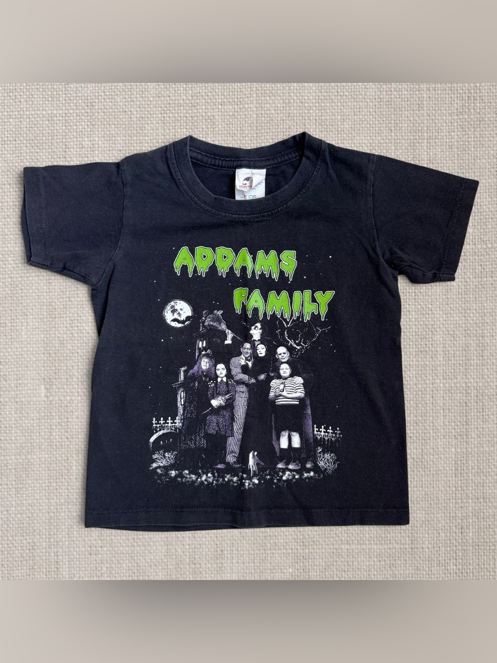 Addams Family Graphic T Shirt Kids Small /4 Black Halloween 90s Movie Retro